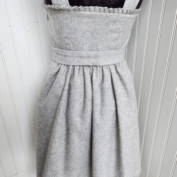 Banana Republic Gray Wool Jewel Yellow Wide Straps Dress Belted Petite 4P - Picture 11 of 16